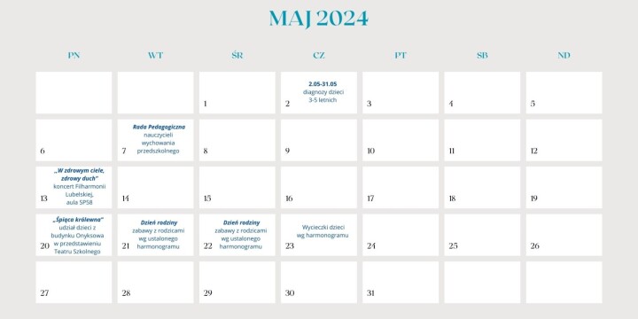 Kalendarz wydarzeń maj 2024 rok